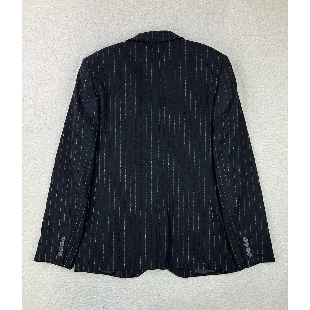 The Kooples Mens 38R Suit Jacket Black Pinstripe Wool Slim Fit HVES25004K NEW